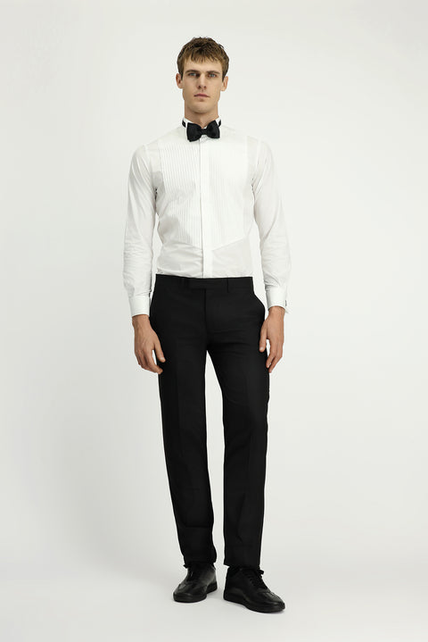 Siyah 7 Drop Slim Fit Dar Kesim Klasik Kumaş Smokin Pantolon