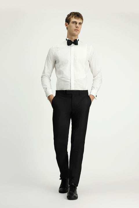 Siyah 7 Drop Slim Fit Dar Kesim Klasik Kumaş Smokin Pantolon