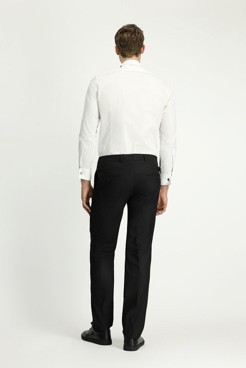 Siyah 7 Drop Slim Fit Dar Kesim Klasik Kumaş Smokin Pantolon