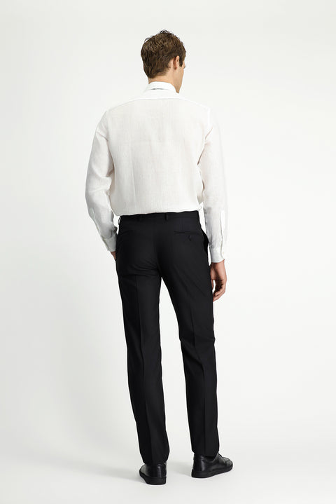 Black 6 Drop Regular Fit Standard Cut Classic Fabric Tuxedo Trousers