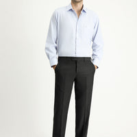 Dark Gray 7 Drop Slim Fit Narrow Cut Classic Wool Fabric Trousers
