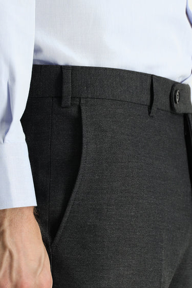 Koyu Füme Slim Fit Dar Kesim Yünlü Klasik Kumaş Pantolon