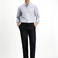 Siyah 7 Drop Slim Fit Dar Kesim Yünlü Klasik Kumaş Pantolon