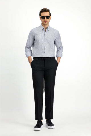  Siyah 7 Drop Slim Fit Dar Kesim Yünlü Klasik Kumaş Pantolon