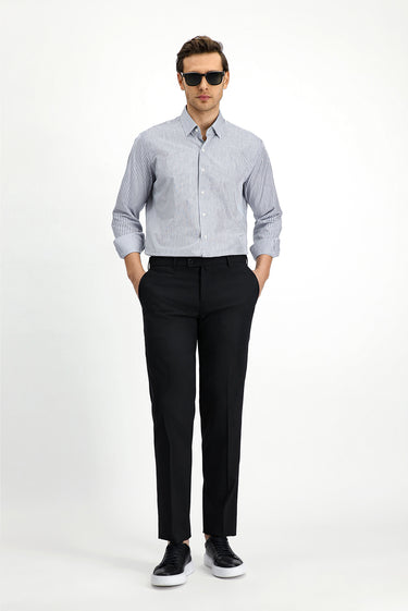 Siyah Slim Fit Dar Kesim Yünlü Klasik Kumaş Pantolon