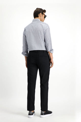  Siyah 4 Drop Relaxed Fit Rahat Kesim Yünlü Klasik Kumaş Pantolon