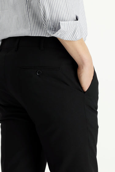 Siyah Slim Fit Dar Kesim Yünlü Klasik Kumaş Pantolon
