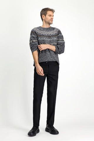  Siyah 7 Drop Slim Fit Dar Kesim Yünlü Klasik Kumaş Pantolon