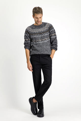  Siyah Relaxed Fit Rahat Kesim Yünlü Klasik Kumaş Pantolon