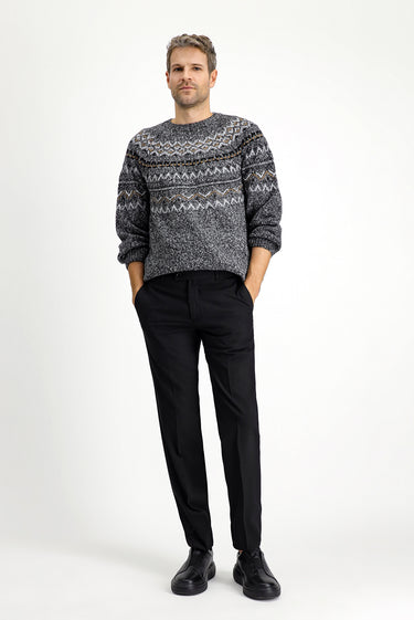  Siyah Relaxed Fit Rahat Kesim Yünlü Klasik Kumaş Pantolon