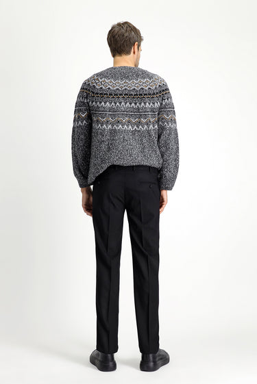 Siyah Slim Fit Dar Kesim Yünlü Klasik Kumaş Pantolon