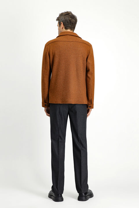 Dark Gray 7 Drop Slim Fit Narrow Cut Classic Wool Fabric Trousers