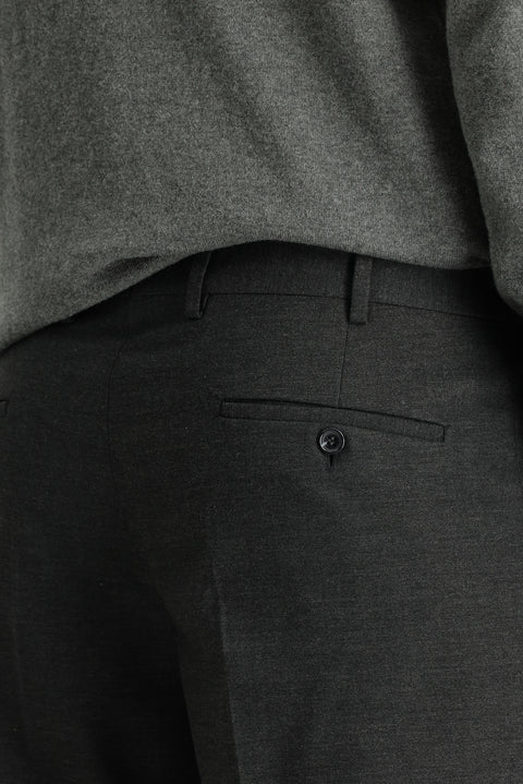Koyu Füme 7 Drop Slim Fit Dar Kesim Yünlü Klasik Kumaş Pantolon