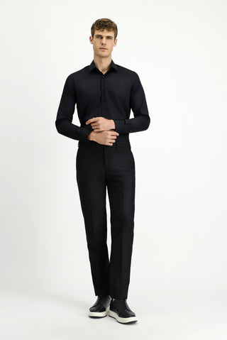  Siyah 4 Drop Relaxed Fit Rahat Kesim Yünlü Klasik Kumaş Pantolon