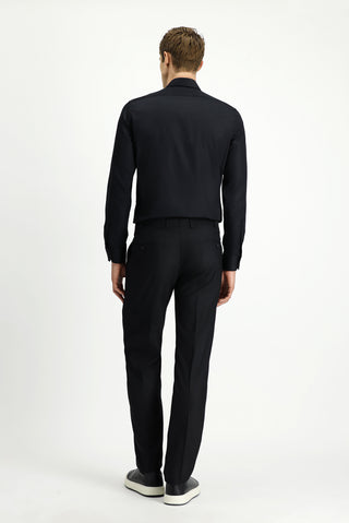  Siyah Slim Fit Dar Kesim Yünlü Klasik Kumaş Pantolon