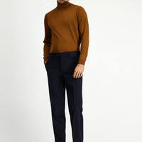 Dark Navy 7 Drop Slim Fit Narrow Cut Classic Wool Fabric Trousers