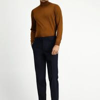 Koyu Lacivert Slim Fit Dar Kesim Yünlü Klasik Kumaş Pantolon