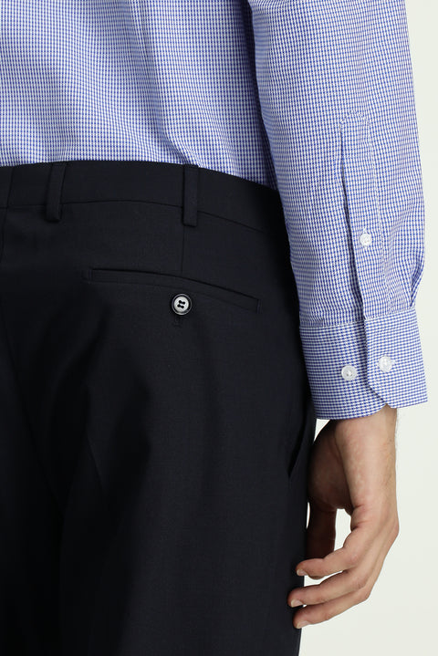 Dark Navy 4 Drop Relaxed Fit Classic Fabric Wool Trousers