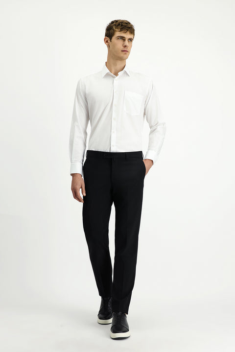 Siyah 7 Drop Slim Fit Dar Kesim Yünlü Klasik Kumaş Pantolon