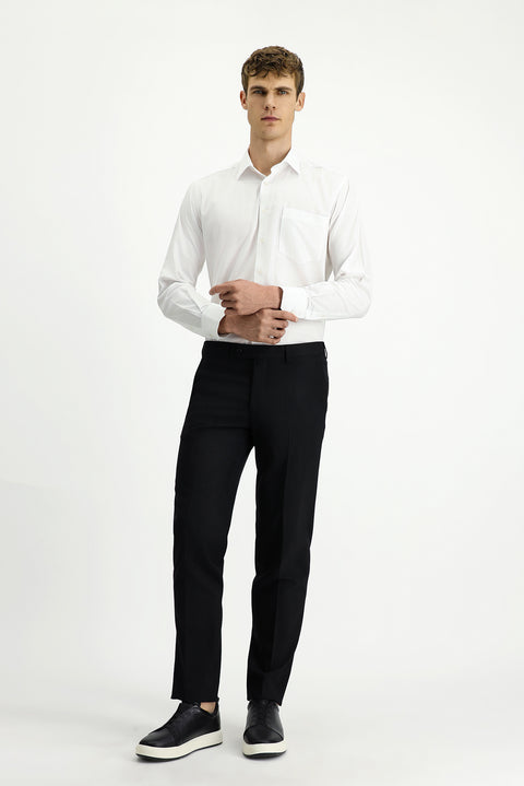 Siyah 6 Drop Regular Fit Standart Kesim Yünlü Klasik Kumaş Pantolon