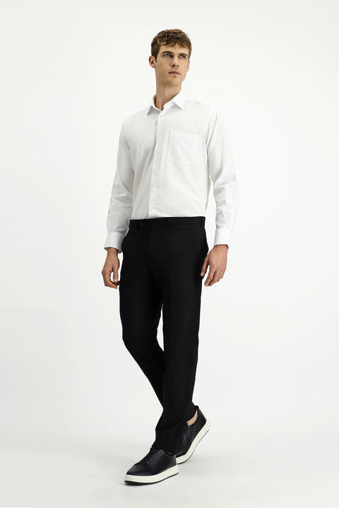 Siyah 4 Drop Relaxed Fit Rahat Kesim Yünlü Klasik Kumaş Pantolon