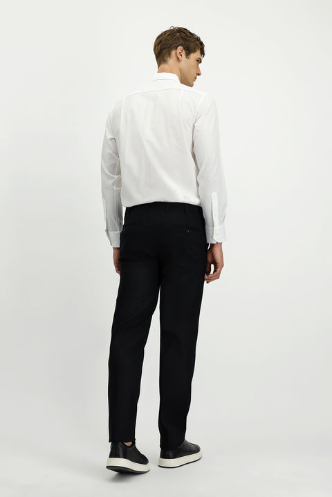 Siyah 4 Drop Relaxed Fit Rahat Kesim Yünlü Klasik Kumaş Pantolon