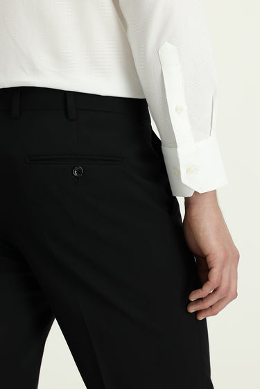 Siyah Slim Fit Dar Kesim Yünlü Klasik Kumaş Pantolon