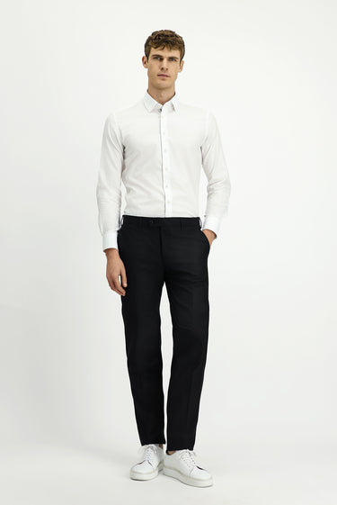  Siyah Slim Fit Dar Kesim Yünlü Klasik Kumaş Pantolon