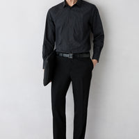 Siyah 4 Drop Relaxed Fit Rahat Kesim Yünlü Klasik Kumaş Pantolon