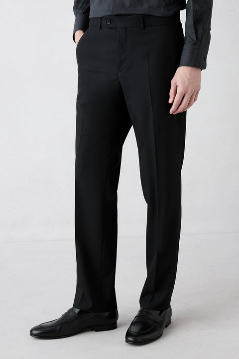 Siyah 6 Drop Regular Fit Standart Kesim Yünlü Klasik Kumaş Pantolon