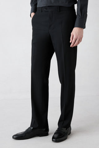  Siyah 7 Drop Slim Fit Dar Kesim Yünlü Klasik Kumaş Pantolon