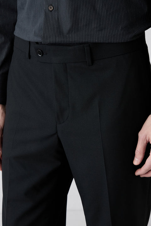 Siyah 7 Drop Slim Fit Dar Kesim Yünlü Klasik Kumaş Pantolon