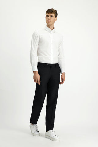  Siyah Slim Fit Dar Kesim Yünlü Klasik Kumaş Pantolon