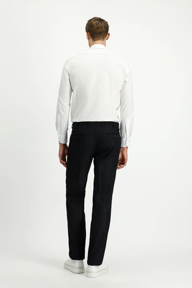  Siyah Slim Fit Dar Kesim Yünlü Klasik Kumaş Pantolon