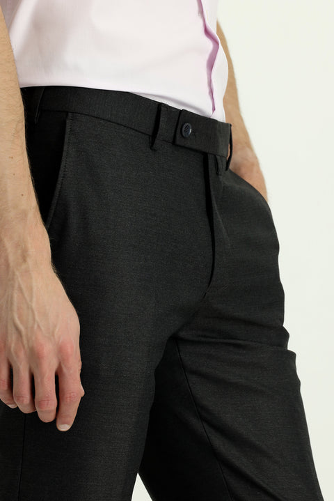 Koyu Füme 4 Drop Relaxed Fit Rahat Kesim Yünlü Klasik Kumaş Pantolon