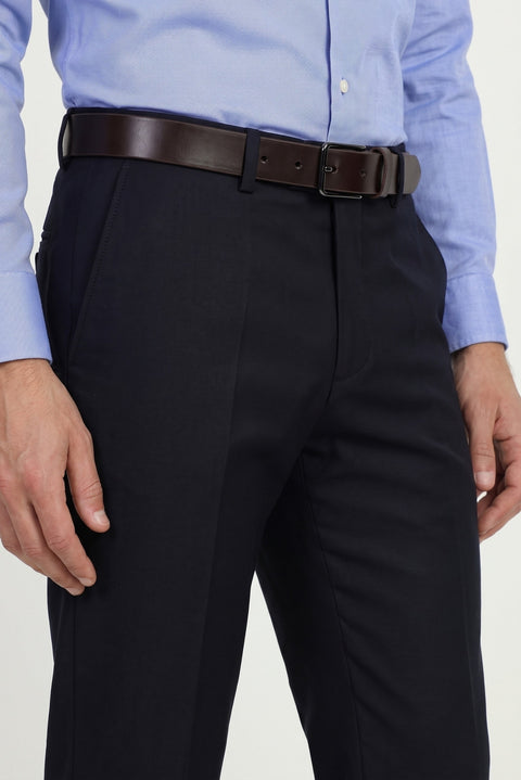 Dark Navy 6 Drop Regular Fit Standard Cut Classic Wool Fabric Trousers