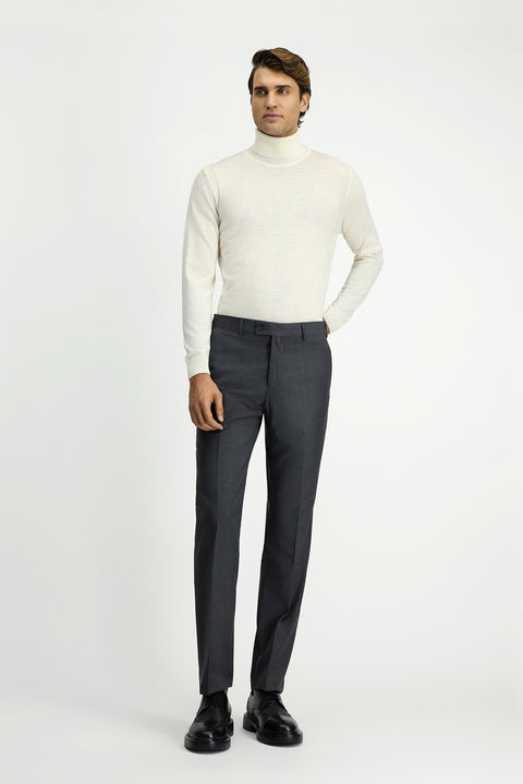 Orta Füme 6 Drop Regular Fit Standart Kesim Yünlü Klasik Kumaş Pantolon