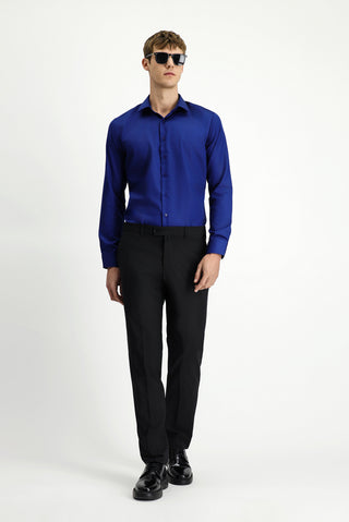  Siyah Regular Fit Yünlü Klasik Kumaş Pantolon