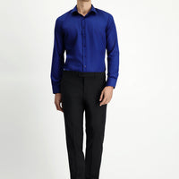 Black 6 Drop Regular Fit Standard Cut Classic Fabric Wool Trousers