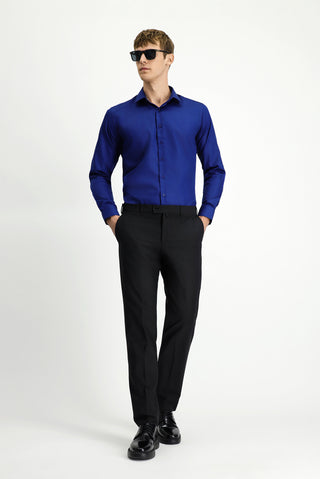  Siyah Regular Fit Yünlü Klasik Kumaş Pantolon