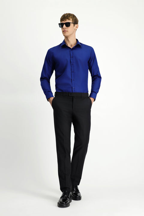 Siyah 4 Drop Relaxed Fit Rahat Kesim Yünlü Klasik Kumaş Pantolon