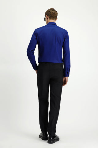 Siyah 4 Drop Relaxed Fit Rahat Kesim Yünlü Klasik Kumaş Pantolon
