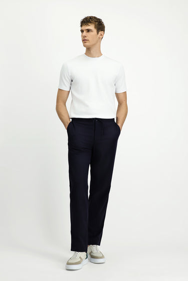  Koyu Lacivert Techno-Line Relaxed Fit Rahat Kesim Beli Lastikli İpli Likralı Klasik Kumaş Pantolon