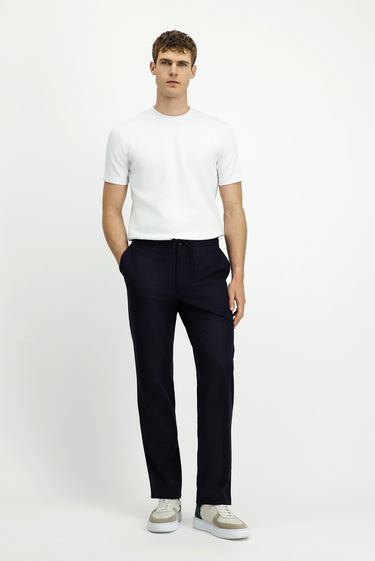  Koyu Lacivert Techno-Line Relaxed Fit Rahat Kesim Beli Lastikli İpli Likralı Klasik Kumaş Pantolon