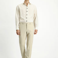 Açık Bej 4 Drop Relaxed Fit Rahat Kesim Likralı Klasik Kumaş Pantolon