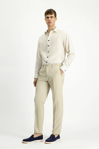  Açık Bej Regular Fit Likralı Klasik Kumaş Pantolon