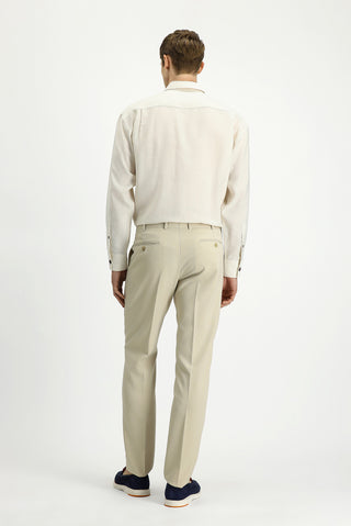  Açık Bej Relaxed Fit Rahat Kesim Likralı Klasik Kumaş Pantolon