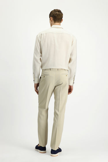  Açık Bej Relaxed Fit Rahat Kesim Likralı Klasik Kumaş Pantolon