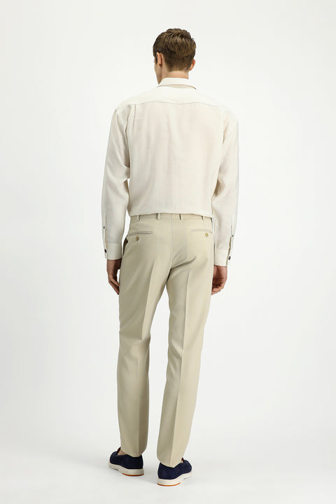 Açık Bej 4 Drop Relaxed Fit Rahat Kesim Likralı Klasik Kumaş Pantolon