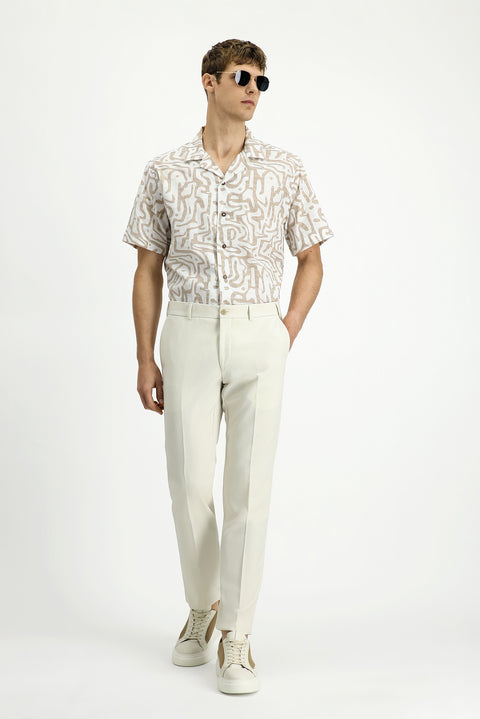 Krem 7 Drop Slim Fit Dar Kesim Likralı Klasik Kumaş Pantolon